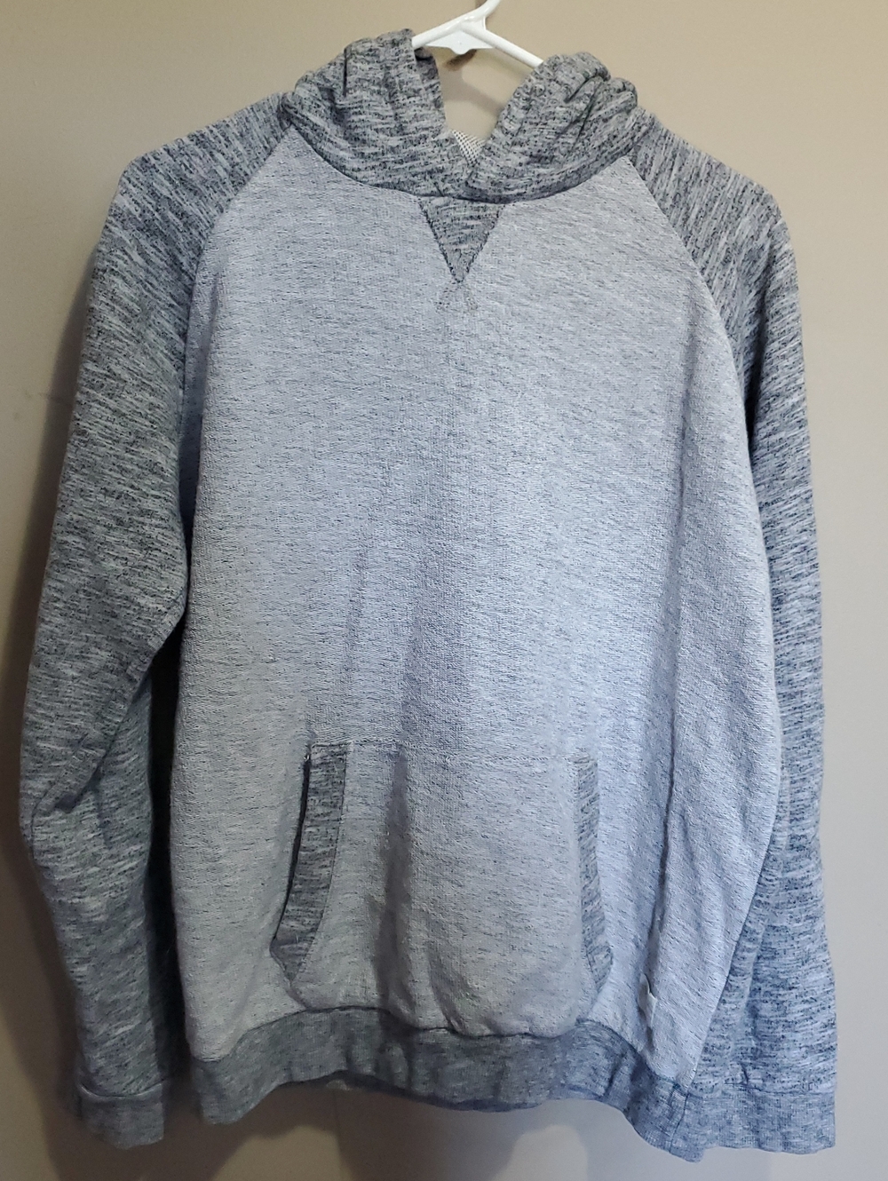 Bellfield Gray Two-Tone Hooded Pullover Sweatshirt Size Large